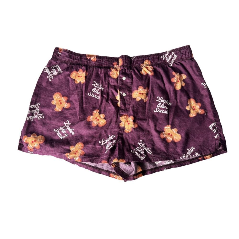PINK Victoria’s Secret Gingerbread Man Lookin Like A Snack Pajama Shorts Medium